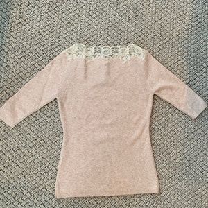 Oscar de la Renta lace oatmeal knit top size 4